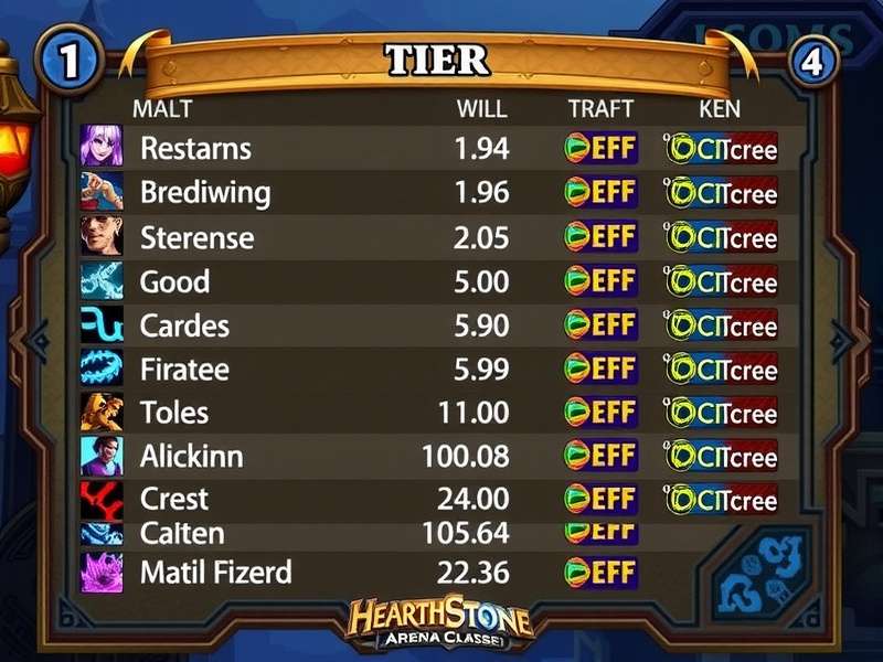 Hearthstone Arena Class Tier List 2023 - Visual Representation