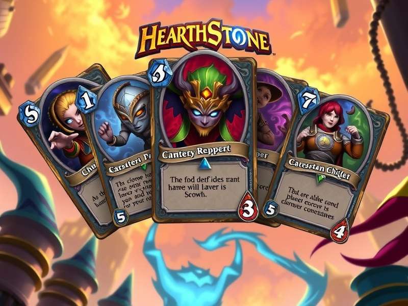 Hearthstone card collection spread on a table