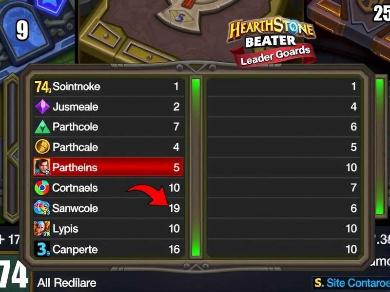 Hearthstone competitive gaming setup with leaderboards on display