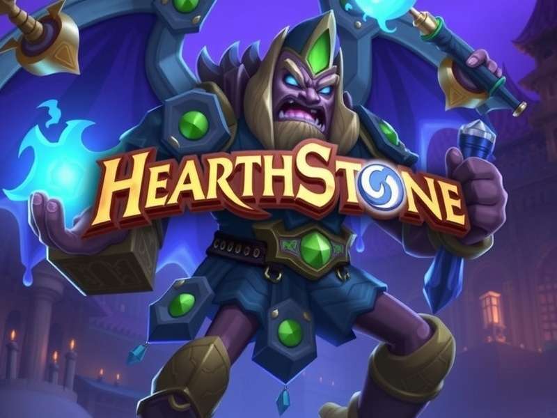 Hearthstone Titans expansion key art showing colossal Titans battling