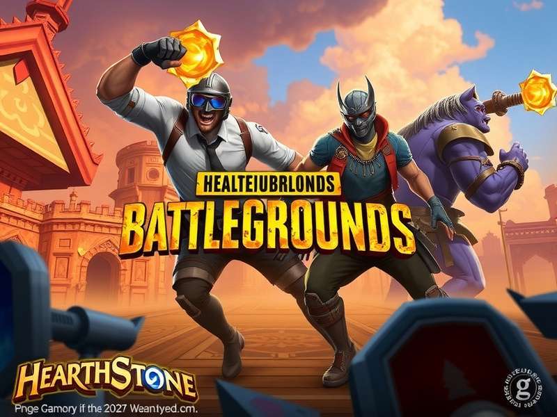 Battlegrounds Hearthstone hero art showing a vibrant tavern board with minions and heroes